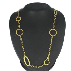 Joan Rivers Necklace Circles & Ovals Chain Textured Gold Plate 42" Perfect 15739